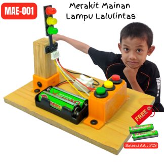 MAE-010 Kit diy mainan anak rakit lampu lalu lintas mainan merakit traffic light mainan edukasi anak sekolah / prakarya membuat lampu lalu lintas
